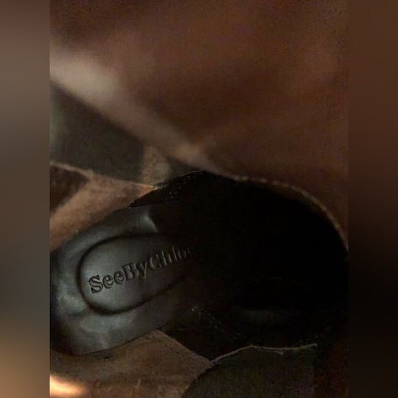 See by Chloe Alexis Bootie Black Leather Ankle Boots Square Toe 38 - Picture 7 of 8